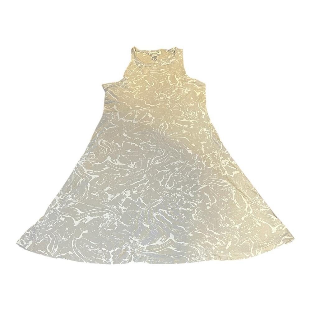 Athleta Dress Womens Santorini Thera Printed Gray Sleeveless Athleisure Medium